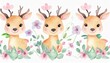 cute little deer in cartoon style watercolor illustration on a white background