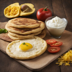 Wall Mural - Traditional cornmeal patties filled with various ingredients from Venezuela and Colombia.