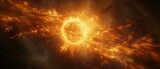 Fototapeta  - Bright Sun against dark starry sky in Solar System. Powerful Sun Solar Flare Particles coronal mass ejections in space. Generative ai