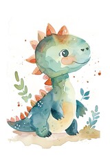  Generative AI, Super cute little dragon watercolor isolated on white background, symbol of Chinese 2024 New Year	
