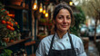 © Keitma - Adult woman chef de cuisine, standing in front of her restaurant