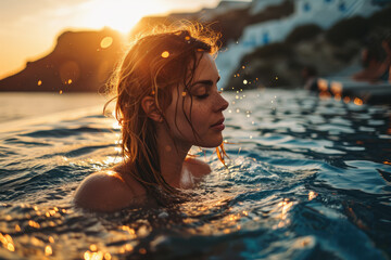 Poster - Frau im Pool