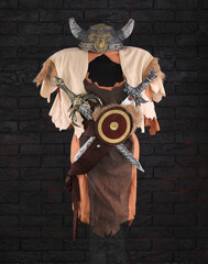 Canvas Print - Viking warrior clothes on a mannequin