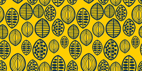 Leinwandbilder - A bright abstract and casual pattern of incomprehensible symbols reminiscent of fruit or leaves. For prints, pillows, cups, notepads, clothing, seamless materials.