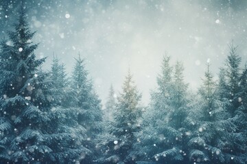 Wall Mural - Coniferous forest covered with snow