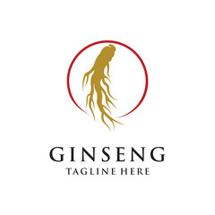 Vector ginseng logo herbal plant vector natural herbal medicine ginseng herbal drink icon