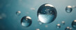 © lumerb - Scientific and cosmetology background with abstract molecular structure. Blue light transparent liquid bubbles.
