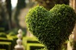 A heart-shaped topiary in a classical garden, an elegant and refined Valentine's background with copy-space for cultivated love notes.