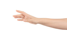 Close up of hand trying to reach for someone or something. Gesture of giving or asking help or sign for lust isolated on transparent png background. Carrying for you.  Gentle motion and gesture female