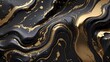 The image depicts a luxurious abstract marbling pattern with flowing black and gold swirls, accented with hints of pink, creating a sense of opulent movement.