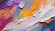 Vibrant Abstract Oil Painting. Broad strokes of purple and orange paint overlaid with white, creating a dynamic and textured abstract artwork