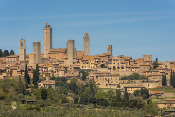 Wall Mural - Beautiful cityscape with the medieval towers of San Gimignano town in Tuscany,  Italy