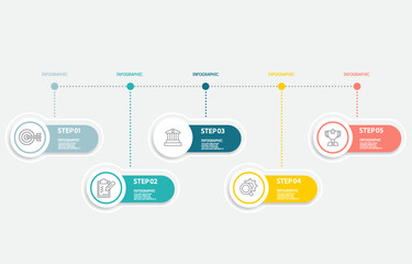 abstract timeline infographic element business data visualization steps report layout template background with business line icon 5 steps for any business-related presentation