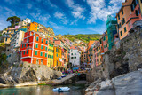 Fototapeta Desenie - The colorful town of Riomaggiore, Cinque Terre, Liguria