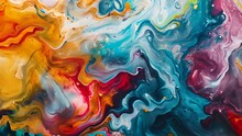 Multicolored Morphing Liquid Paint Abstract Background