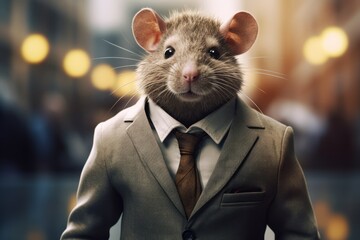 Wall Mural - Generative AI image of a rat in a suit