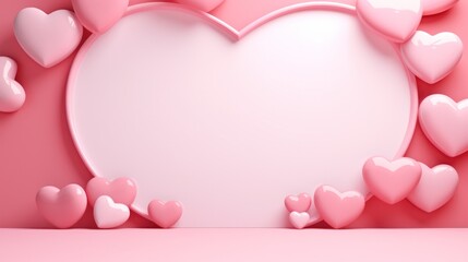 Wall Mural - Valentine's Day backdrop with heart shapes and pink tones. Love and romance.