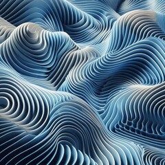 Three dimensional render of blue wavy pattern