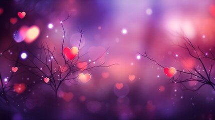 Wall Mural - love tree branches with hearts. empty space abstract valentine's day background.