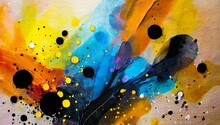 Abstract Background Colorful Splash With Black Spots