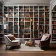 A bookworms paradise with floor-to-ceiling bookshelves, cozy reading corners, and a library ladder1
