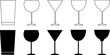 outline silhouette Drink glasses icon set