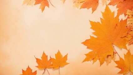 Sticker - Maple border background in orange autumn