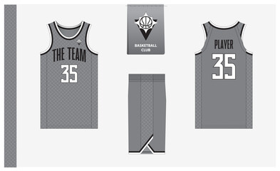 Wall Mural - Basketball uniform mockup template design for sport club. Basketball jersey, basketball shorts in front and back view. Basketball logo design. 