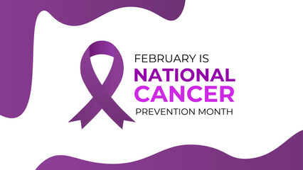 Sticker - National cancer prevention month is observed every year in february. February is national cancer awareness month. Vector template for banner, greeting card, cover, flyer, poster with background.