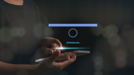 Update software application and hardware upgrade technology concept. installing update process. Software updates or operating system upgrades to keep your device up to date with enhanced functionality