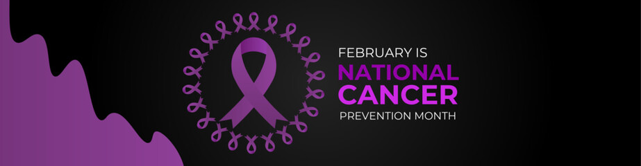 Wall Mural - National Cancer prevention month is observed every year in February, to promote access to cancer diagnosis, treatment and healthcare for all. banner, cover, card, backdrop, website, flyer, poster.