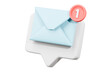© Theeraphat - 3d mail envelope icon with notification new message sign icon. Minimal 3d email letter with notification red bubble unread icon. message mailbox concept 3d icon. isolated blue background 3d rendering.