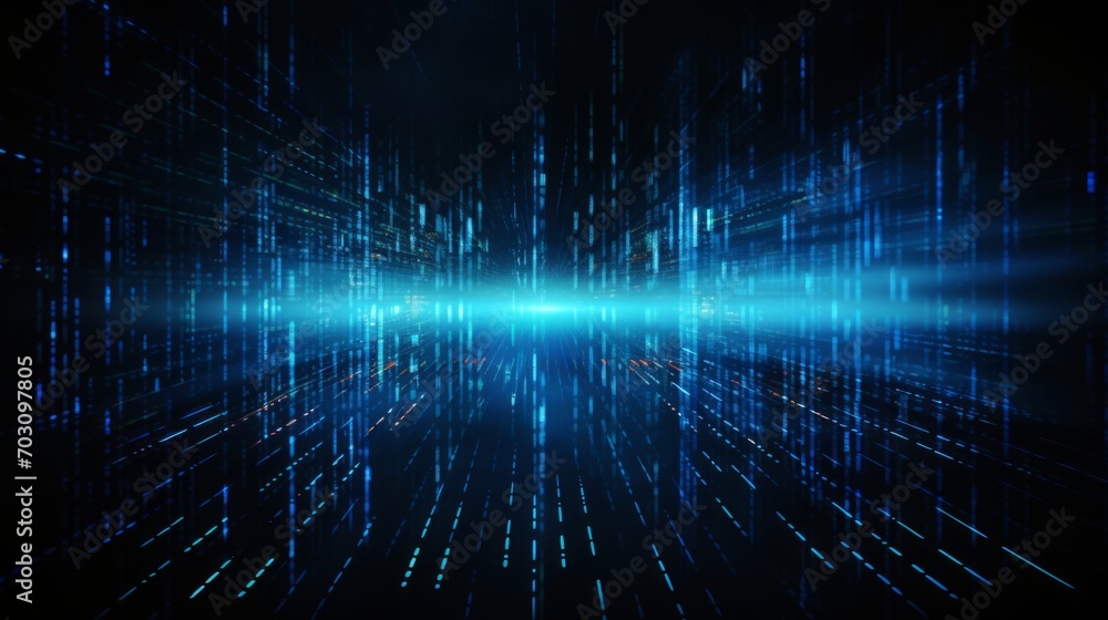 digital technology background With binary code falling from above like ...