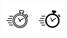 Quick Time Icon Set, Fast Deadline, Vector Illustration On White Backgrond