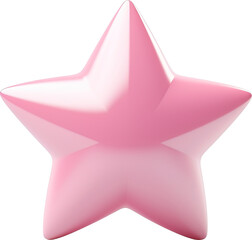 Poster - 3d style pink star isolated on transparent background. PNG