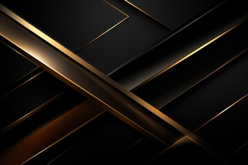 Abstract black and gold geometric background. Graphic design element. Vector illustration, Luxury abstract black metal background with golden light lines, Dark 3D geometric texture, AI Generated