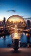 © cac_tus - Cityscape Encased in a Illuminated Light Bulb