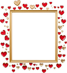 Poster - Photo frame with surrounding heart motif isolated on transparent background