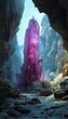 large rock formation purple substance full glass sculpture cavern opaque pillar red coloring engine gem