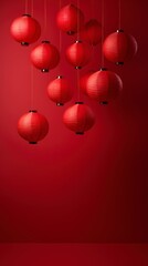 Wall Mural - Red Chinese lanterns on a plain background