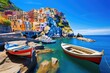 © Ifti Digital - Manarola village in Cinque Terre National Park, Italy, Manarola traditional typical Italian village in the National park Cinque Terre, AI Generated