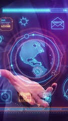 Wall Mural - animated social media infographics in the palm of your hand.