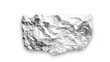 A rectangular, crinkled sheet of silver aluminum foil isolated on transparent background. 