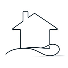 Continuous contour of house in one line, simple vector sketch