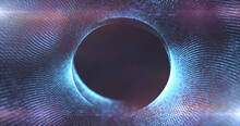 Round Blue Frame From Energy Magical Glowing Particles And Light Lines Abstract Background