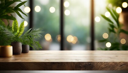 Home Sanctuary: Blurred Interior with Wooden Table