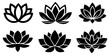 lotus flower icon set. silhouette of lotus vector collection