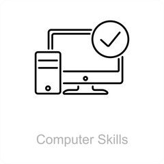 Sticker - Computer Skills and screen icon concept