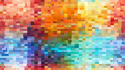 Canvas Print - Seamless pattern background of a colorful mosaic of tiles or pixels with different shades, geometric abstract illustration backdrop