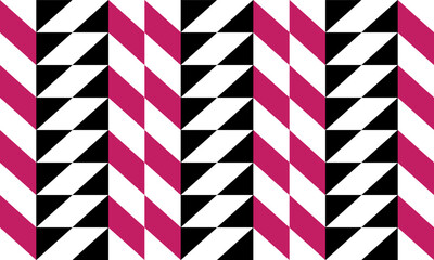 Wall Mural - Red pink and black and white rhombus diamond two tone strip patchwork strip pattern repeat seamless design for fabric printing design
